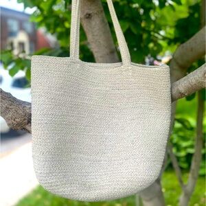 Elegant Large Crochet Cream Tote Bag
